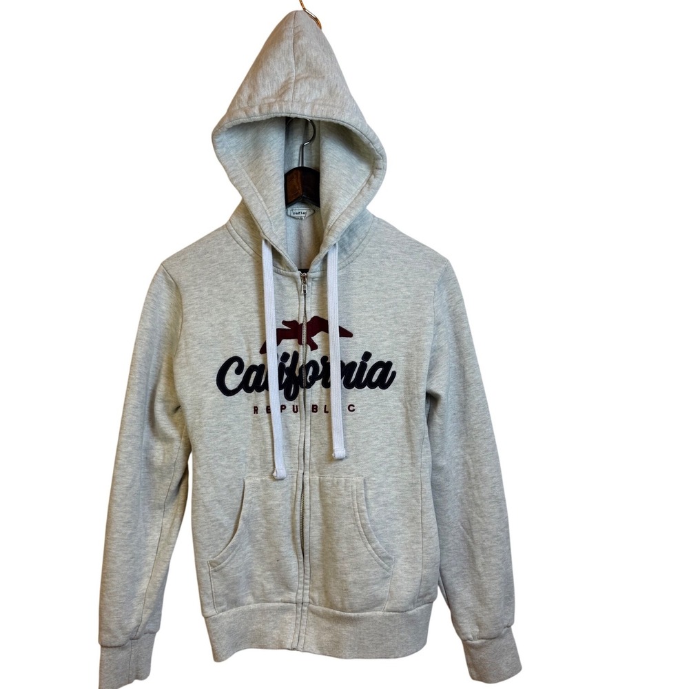 Reflex California Republic Zip Up Hoodie‎ Mens Size Large Heather Grey JK317